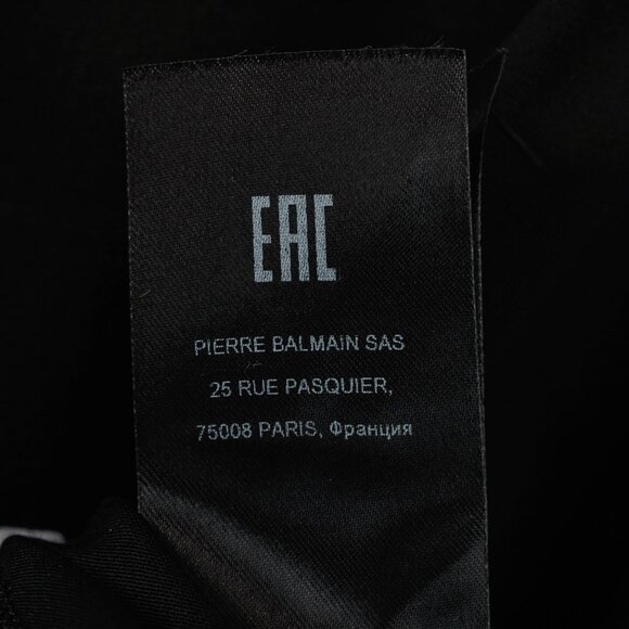 Balmain Black Cotton Cropped Velvet-Logo-Print T-Shirt - Picture 9 of 9